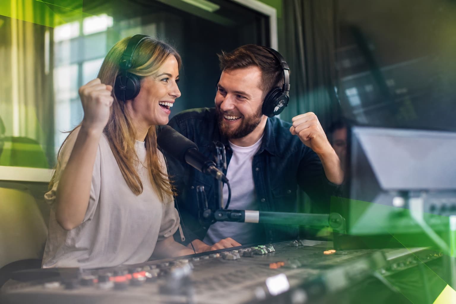 A radio presenter and producer sharing the moment a competition winner is confirmed